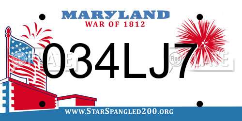 034LJ7 Maryland License Plate