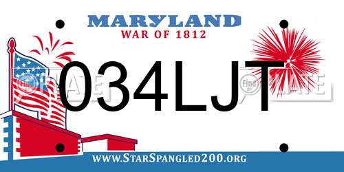 034LJT Maryland License Plate