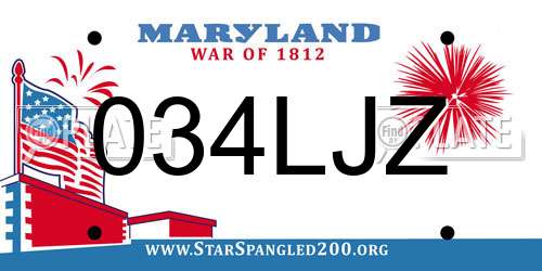 034LJZ Maryland License Plate