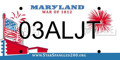 03ALJT Maryland License Plate