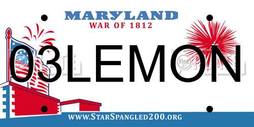03LEMON Maryland License Plate