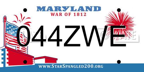 044ZWE Maryland License Plate