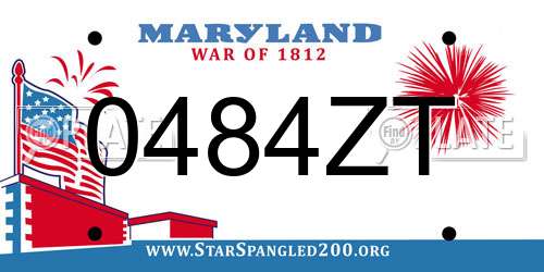 0484ZT Maryland License Plate