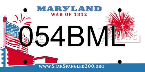 054BML Maryland License Plate