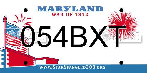 054BXT Maryland License Plate