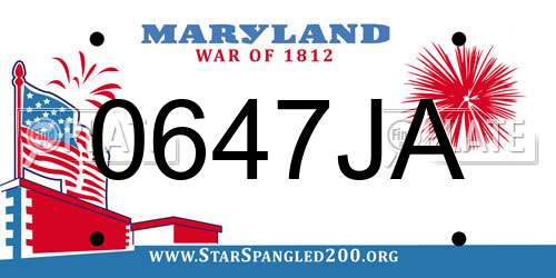 0647JA Maryland License Plate