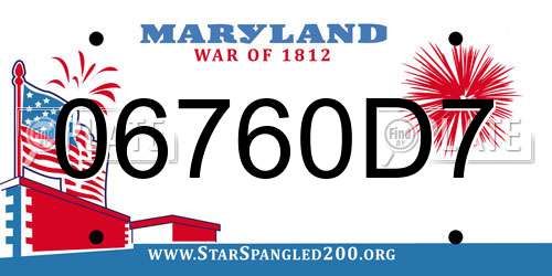 06760D7 Maryland License Plate