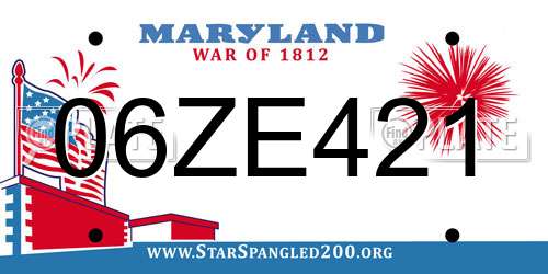 06ZE421 Maryland License Plate
