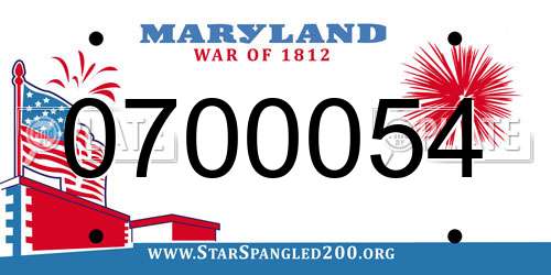 0700054 Maryland License Plate