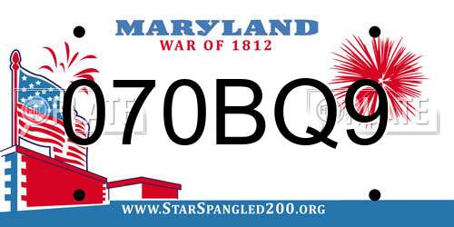 070BQ9 Maryland License Plate