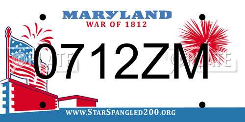 0712ZM Maryland License Plate
