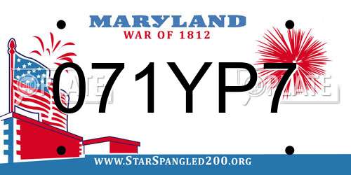 071YP7 Maryland License Plate