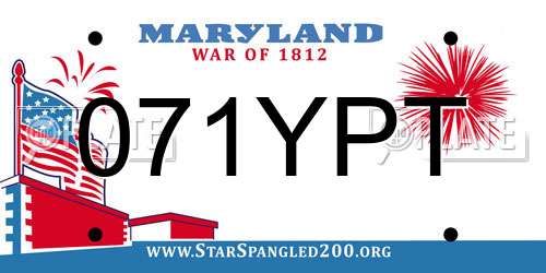 071YPT Maryland License Plate