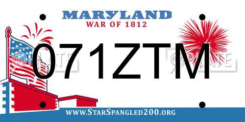 071ZTM Maryland License Plate