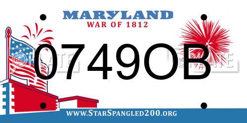 0749OB Maryland License Plate