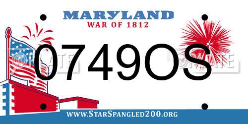 0749OS Maryland License Plate