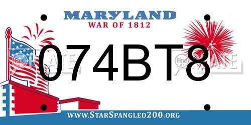 074BT8 Maryland License Plate