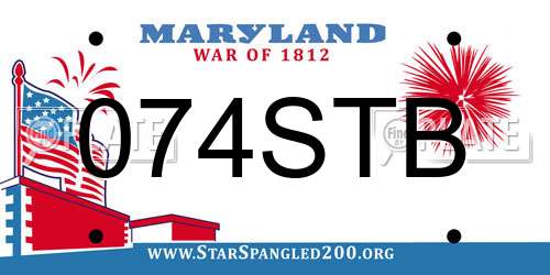 074STB Maryland License Plate