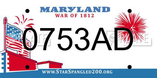 0753AD Maryland License Plate