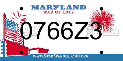 0766Z3 Maryland License Plate