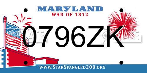 0796ZK Maryland License Plate