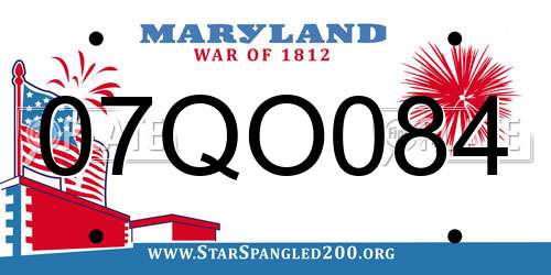 07QO084 Maryland License Plate