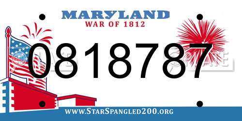 0818787 Maryland License Plate