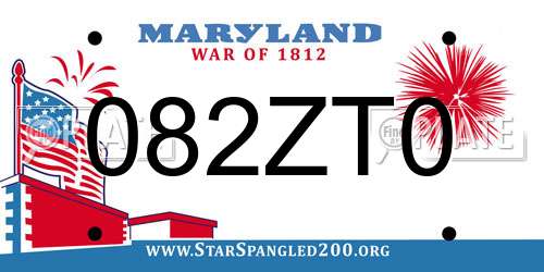 082ZT0 Maryland License Plate