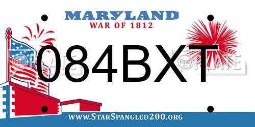 084BXT Maryland License Plate