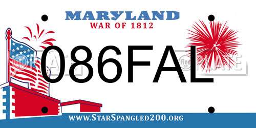 086FAL Maryland License Plate