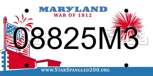 08825M3 Maryland License Plate
