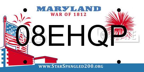 08EHQP Maryland License Plate