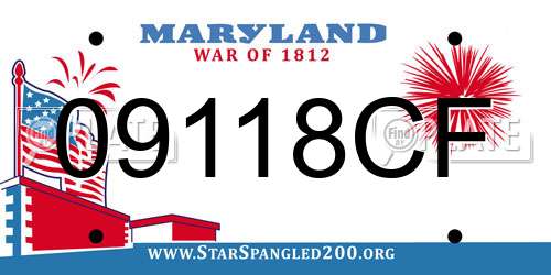 09118CF Maryland License Plate