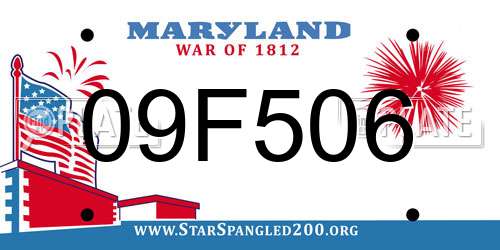 09F506 Maryland License Plate
