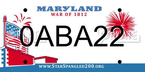 0ABA22 Maryland License Plate