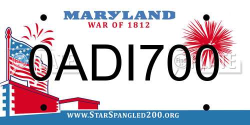 0ADI700 Maryland License Plate