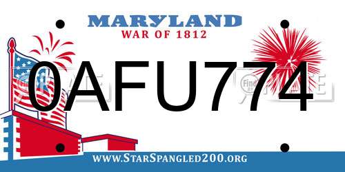 0AFU774 Maryland License Plate