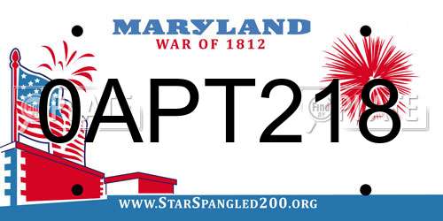 0APT218 Maryland License Plate