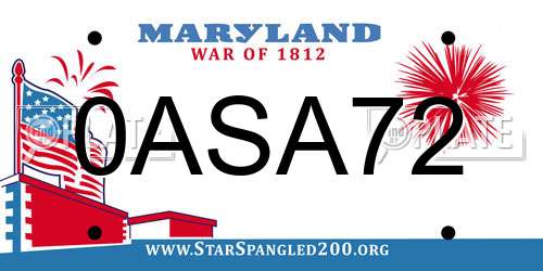 0ASA72 Maryland License Plate