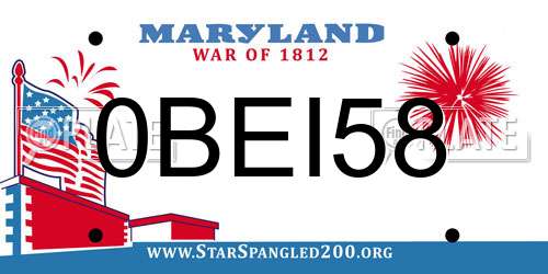 0BEI58 Maryland License Plate