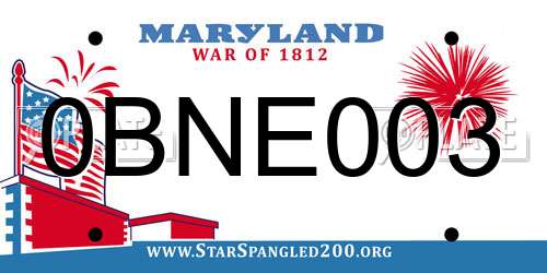 0BNE003 Maryland License Plate