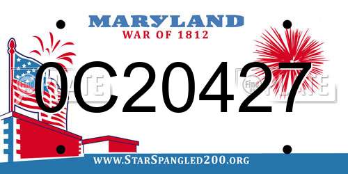 0C20427 Maryland License Plate