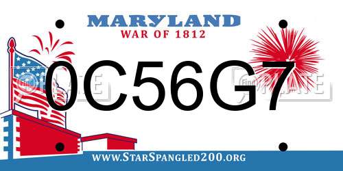 0C56G7 Maryland License Plate