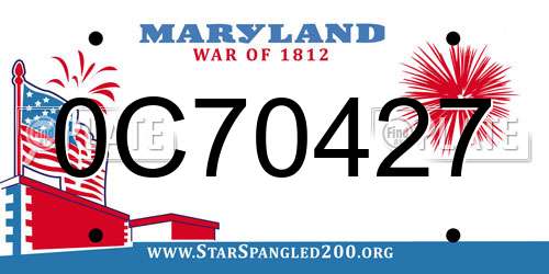 0C70427 Maryland License Plate