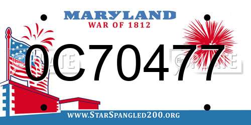 0C70477 Maryland License Plate