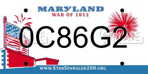 0C86G2 Maryland License Plate
