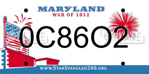 0C86O2 Maryland License Plate