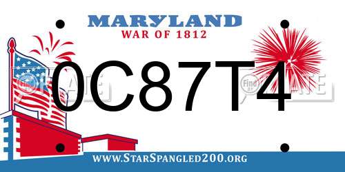 0C87T4 Maryland License Plate