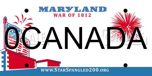 0CANADA Maryland License Plate