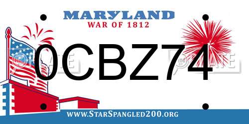 0CBZ74 Maryland License Plate